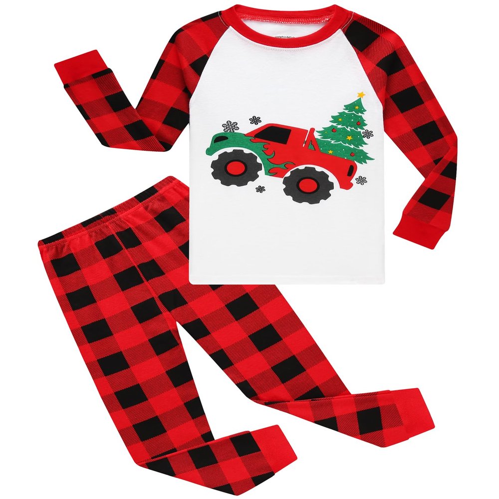 Dolphin&Fish Girls Christmas Pajamas Kids Boys Christmas Pjs Cotton Toddler Children Clothes Size 6 Gray/Red