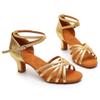 SWDZM Women's Latin Dance Shoes Satin Ballroom Salsa Performence Practice Dance Shoes,Heel-5CM,EM213 Gold 8 US view 2