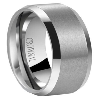 CROWNAL 6mm 8mm 10mm Tungsten Carbide Wedding Band Ring for Men Women in Comfort Fit Beveled Edges and Matte Finish Size 5 To 17 (8mm,14.5)