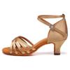 SWDZM Women's Latin Dance Shoes Satin Ballroom Salsa Performence Practice Dance Shoes,Heel-5CM,EM213 Beige 8.5 US view 1