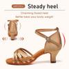 SWDZM Women's Latin Dance Shoes Satin Ballroom Salsa Performence Practice Dance Shoes,Heel-5CM,EM213 Beige 8.5 US view 4