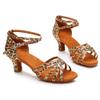 SWDZM Women's Latin Dance Shoes Satin Ballroom Salsa Performence Practice Dance Shoes,Heel-5CM,EM213 Leopard 6 US view 2
