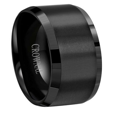 6mm 8mm 10mm Black Tungsten Wedding Band Ring Men Women Matte Finish Beveled Edges Comfort Fit Size 5 To 17 (10mm,13)