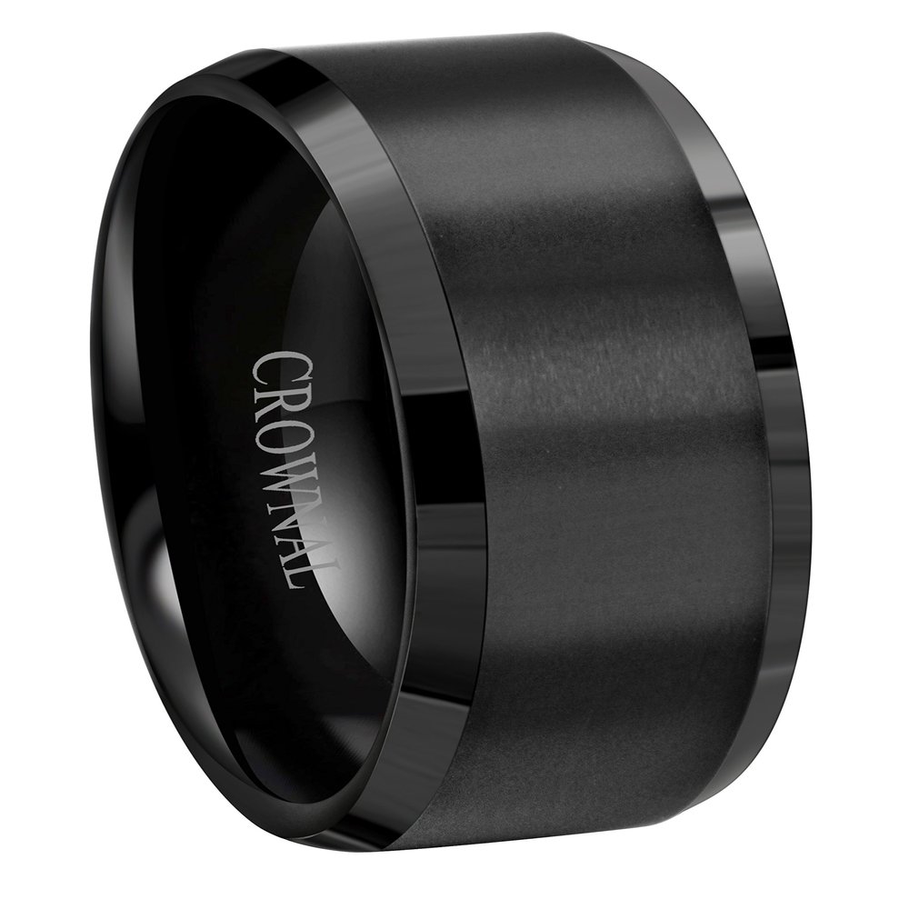 6mm 8mm 10mm Black Tungsten Wedding Band Ring Men Women Matte Finish Beveled Edges Comfort Fit Size 5 To 17 (10mm,13)
