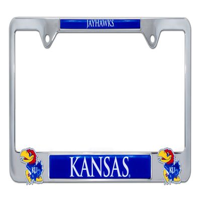 Elektroplate Officially Licensed University of Kansas Jayhawks Chrome Metal License Plate Frame with 3D Logos affixed | Premium Metal Car Tag Holder | Weather-Proof Automotive Accessory
