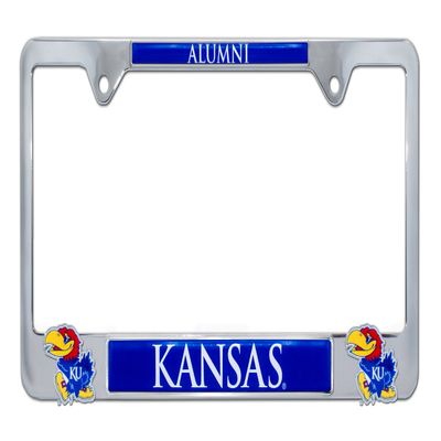 Elektroplate Officially Licensed University of Kansas Alumni Chrome Metal License Plate Frame with 3D Logos affixed | Premium Metal Car Tag Holder | Weather-Proof Automotive Accessory