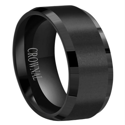 6mm 8mm 10mm Black Tungsten Wedding Band Ring Men Women Matte Finish Beveled Edges Comfort Fit Size 5 To 17 (6mm,9.5)