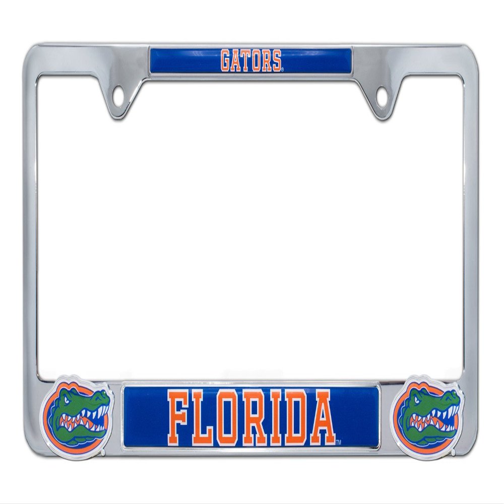Elektroplate Officially Licensed  University of Florida Gators Chrome Metal License Plate Frame with 3D Logos affixed | Premium Metal Car Tag Holder | Weather-Proof Automotive Accessory