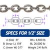 MarineNow 1/2" G43 ISO AISI 316 Marine Grade Stainless Steel Anchor Chain | Mirror Polished Finish | Marine Grade | ISO G43 (30 ft) view 2