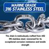 MarineNow 1/2" G43 ISO AISI 316 Marine Grade Stainless Steel Anchor Chain | Mirror Polished Finish | Marine Grade | ISO G43 (30 ft) view 4