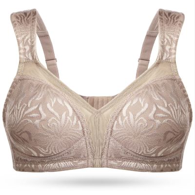 Wingslove Women's Full Coverage Non Padded Comfort Minimizer Wire-Free Bra Plus Size(Toffee,38DD)