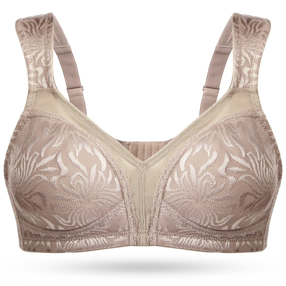 Wingslove Women's Full Coverage Non Padded Comfort Minimizer Wire-Free Bra Plus Size(Toffee,38DD)
