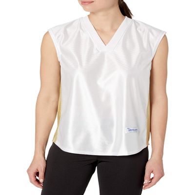 Intensity Womens Dazzle V-Neck Side Panel Basketball Jersey, White/Vegas, X-Large