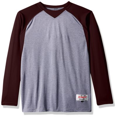 Intensity Boy's Boys Raglan Baseball Tee, Oxford/Maroon, X-Large