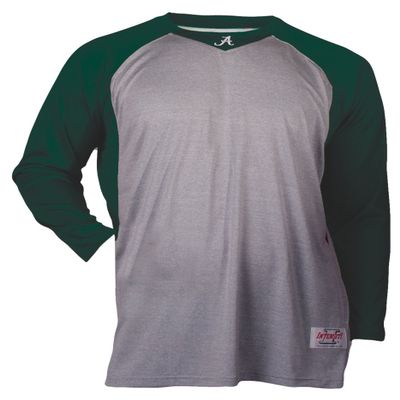 Intensity Mens Raglan Baseball Tee, Oxford/Dark Green, Medium