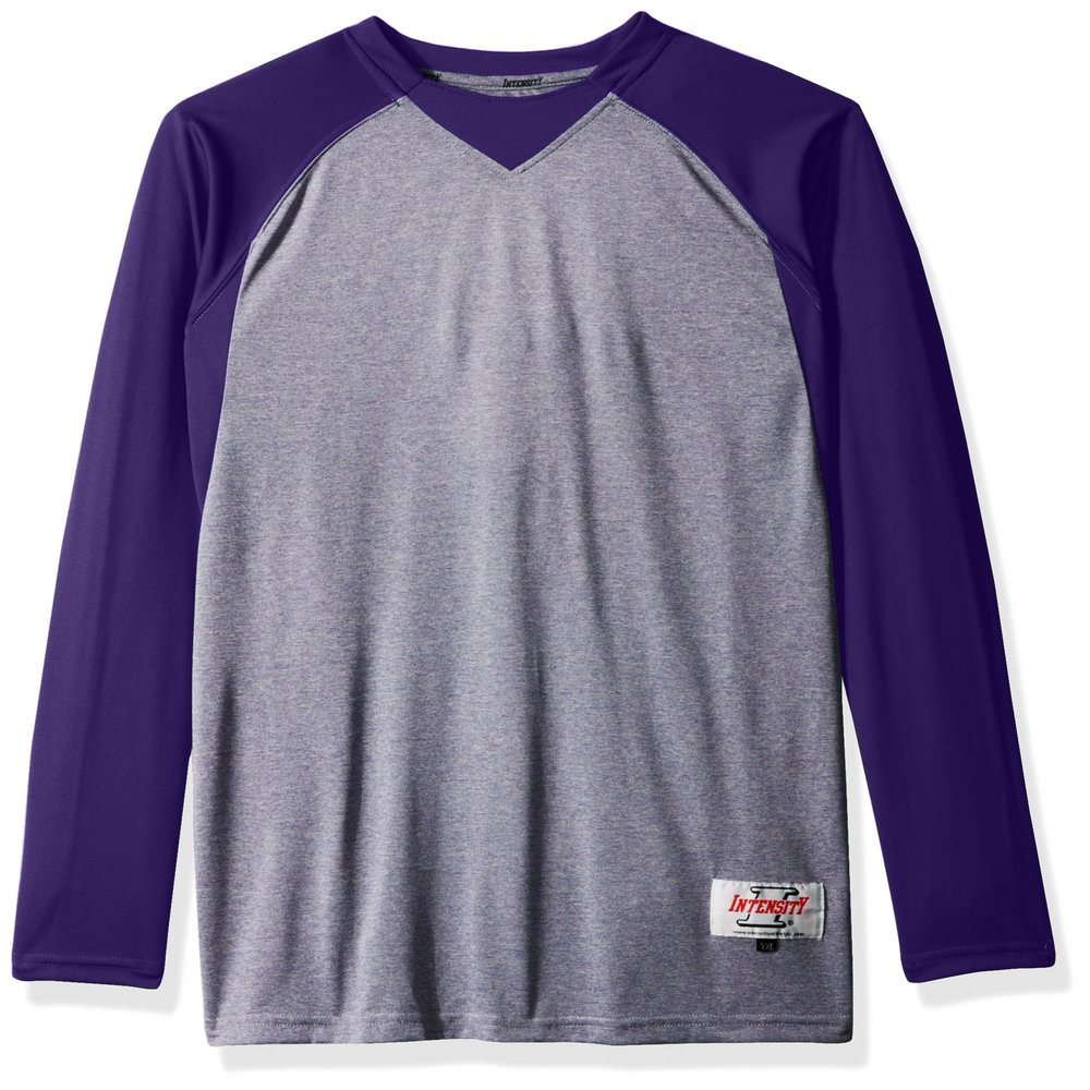 Boy's Intensity Boys Raglan Baseball Tee, Oxford/Purple, Medium