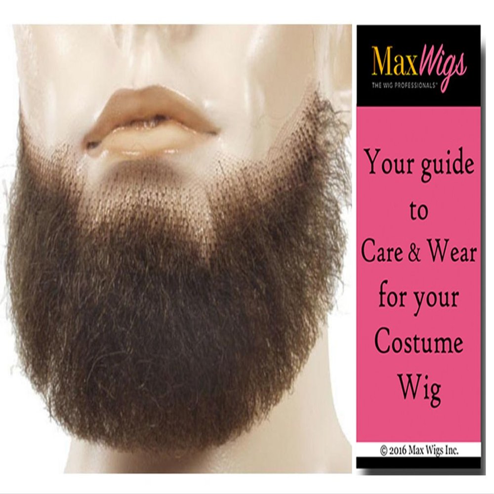 5 Point Discount Goatee Color BLACK - Lacey Wigs Beard Synthetic Lace Backed Hand Made Fake Facial Bundle with MaxWigs Costume Wig Care Guide