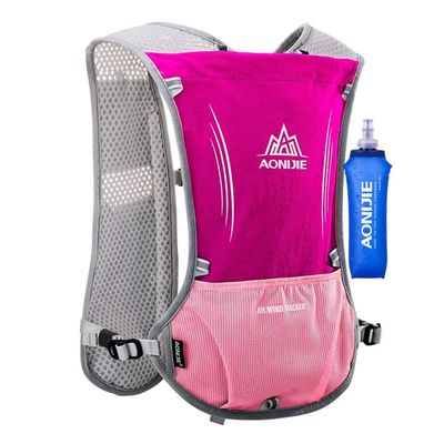 AONIJIE 5L Outdoor Sport Multifunctional Camping Backpack Cycling Running Climbing Hiking Hydration Vest Pack (Rose with 500ml Soft Flask)