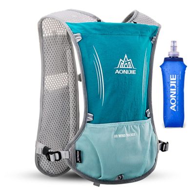 AONIJIE 5L Outdoor Sport Multifunctional Camping Backpack Cycling Running Climbing Hiking Hydration Vest Pack (Light Blue with 500ml Soft Flask)