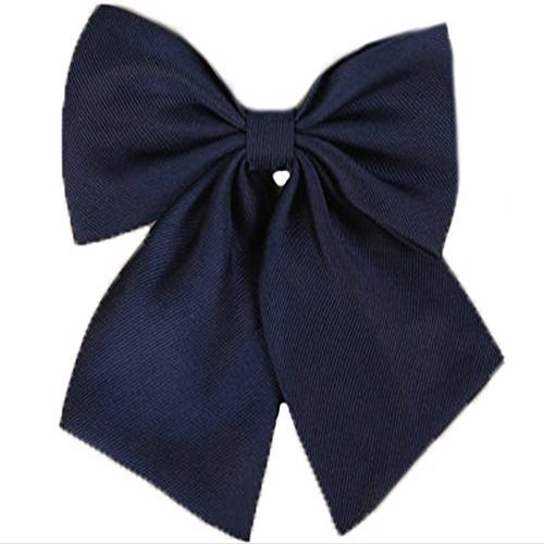 Flairs New York Women Handmade Pre-Tied Bowknot Bow Tie (Prussian Blue [Stripes Texture])