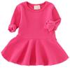 Csbks Toddler Baby Girls Long Sleeve Cotton Dress Solid Ruffle Tops 2T Rose Red view 1