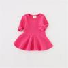 Csbks Toddler Baby Girls Long Sleeve Cotton Dress Solid Ruffle Tops 2T Rose Red view 2