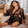 Avidlove lace nightgown lingerie Women's Lace Kimono Robe Babydoll Lingerie Mesh Nightgown Black XL view 2