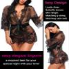 Avidlove lace nightgown lingerie Women's Lace Kimono Robe Babydoll Lingerie Mesh Nightgown Black XL view 4