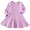 Csbks Toddler Baby Girls Long Sleeve Cotton Dress Solid Ruffle Tops 3T Purple view 1