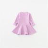 Csbks Toddler Baby Girls Long Sleeve Cotton Dress Solid Ruffle Tops 3T Purple view 3