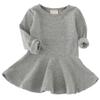 Csbks Toddler Baby Girls Long Sleeve Cotton Dress Solid Ruffle Tops 12 Months Gray view 1