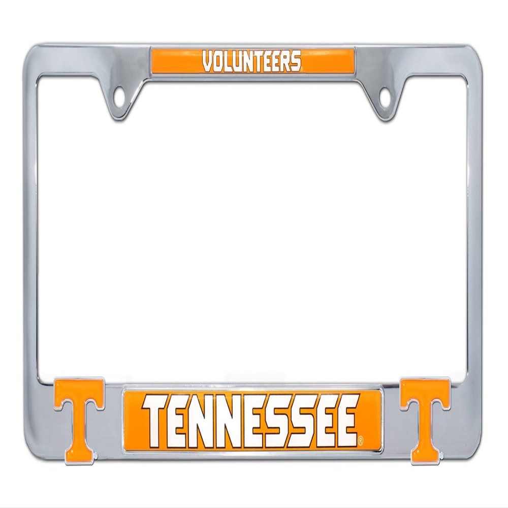 Elektroplate Officially Licensed  University of Tennessee Volunteers Chrome Metal License Plate Frame with 3D Logos affixed | Premium Metal Car Tag Holder | Weather-Proof Automotive Accessory