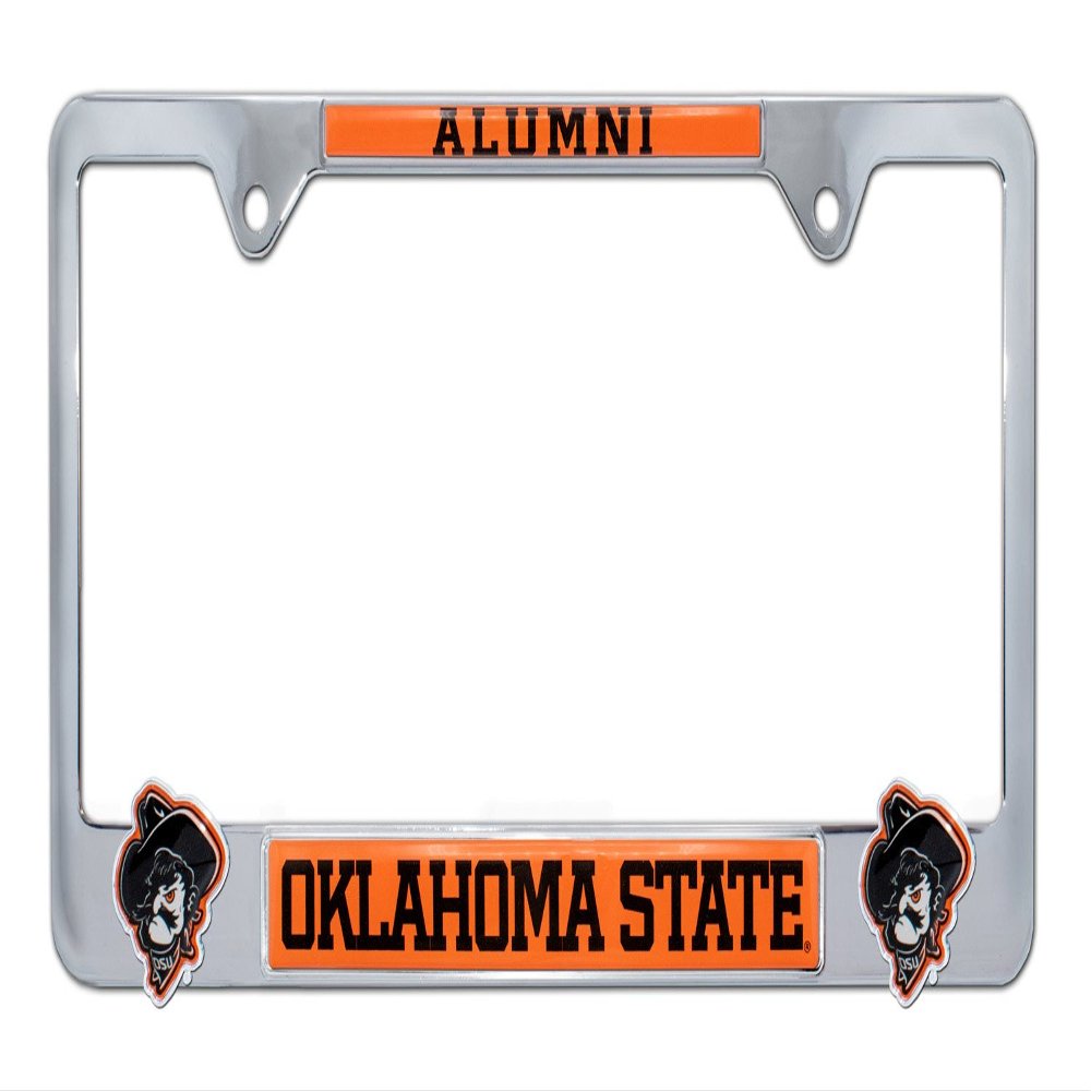 Elektroplate Officially Licensed  Oklahoma State University Alumni Chrome Metal License Plate Frame with 3D Logos affixed | Premium Metal Car Tag Holder | Weather-Proof Automotive Accessory