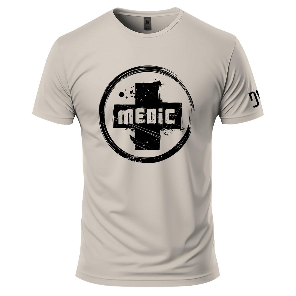Dion Wear Medic T-Shirt - Soft Cotton Crew Neck Shirt for Men Sand
