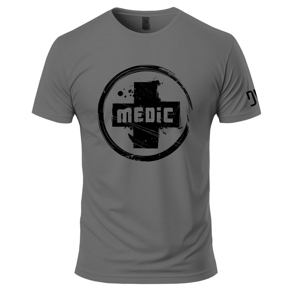 Dion Wear Medic T-Shirt - Soft Cotton Crew Neck Shirt for Men Charcoal