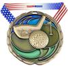 Decade Awards Colorful Golf Medal - Gold 1st Place Golf Medal with Stars and Stripes Ribbon, 2.5 Inch - Custom Engraved for Tournaments, Scrambles and Club Events - Customize Now (Gold-SSNB) view 1