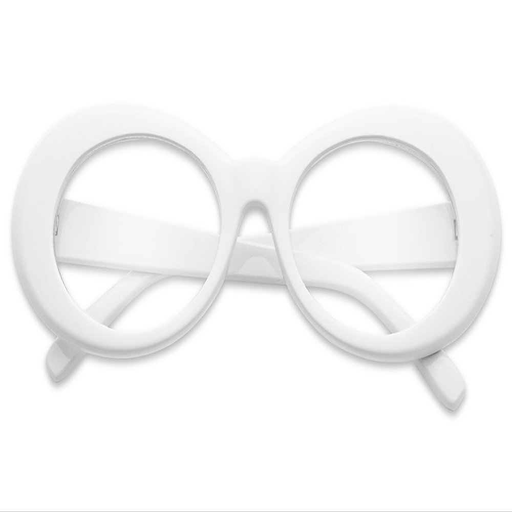 Colorful Oval Kurt Cobain Inspired Mod Round Pop Fashion Sunglasses (White, Clear)