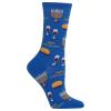 Hot Sox womens Holiday Fun Novelty Fashion Casual Crew Sock, Happy Challah Days (Blue), Shoe Size 4-10 US view 1