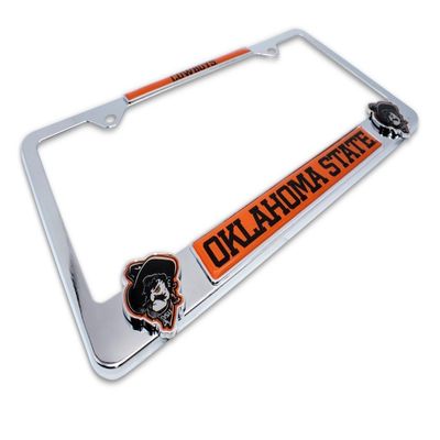 AMG Premium OSU Cowboys Mascot License Plate Frame w/Dual 3D Logos - Second Generation (Oklahoma State)