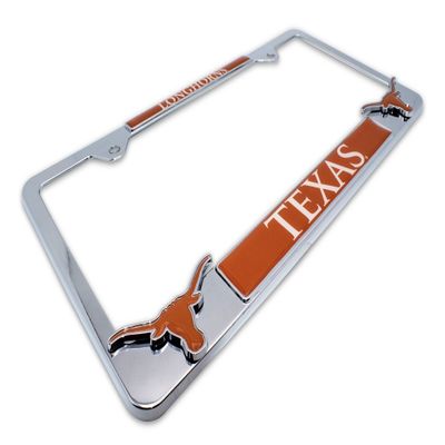 AMG Premium Mascot License Plate Frame w/Dual 3D Texas Longhorns Logos - Second Generation (Texas)