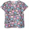 24|7 Comfort Scrubs Women's Grey Owls V Neck Scrub Top Shirt, Gray owl, Medium view 1