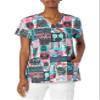 24|7 Comfort Scrubs Women's Night Owl V Neck Scrub Top Shirt, Night owl, Medium view 1