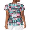 24|7 Comfort Scrubs Women's Night Owl V Neck Scrub Top Shirt, Night owl, Medium view 2