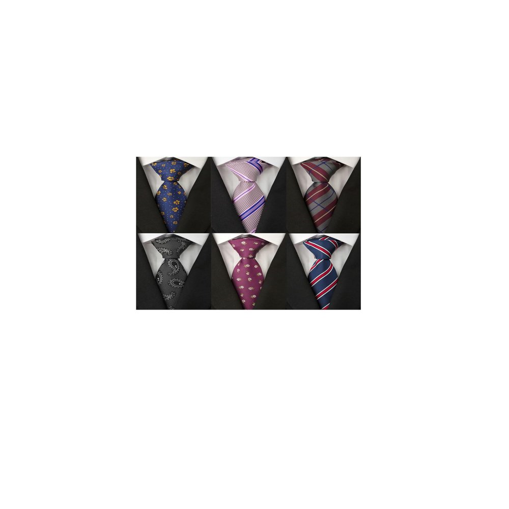 Adulove Men's Necktie Classic Silk Tie Woven Jacquard Neck Ties 6 PCS