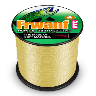 Frwanf Braided Fishing Line 4 Strands Super Strong PE Fishing String ExtremePower Fishing Braid Line for Saltwater and Fresh Water 10LB Test 100M/109Yards Yellow
