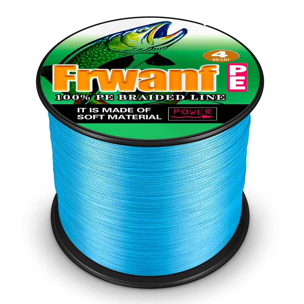 Frwanf Braided Fishing Line 4 Strands Super Strong PE Fishing String ExtremePower Fishing Braid Line for Saltwater and Fresh Water 15LB Test 100M/109Yards Blue