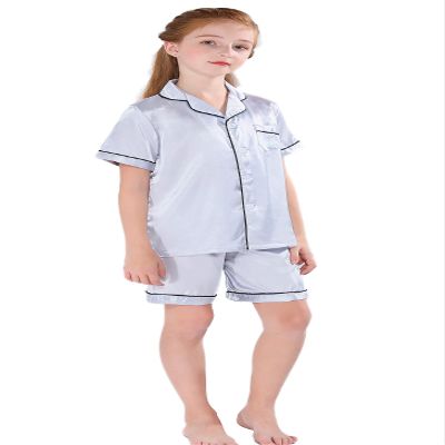 Horcute Pajamas Little Kid Sleepwears Set Pjs Clothes Short Sleeve Silver 120# 4-5Y