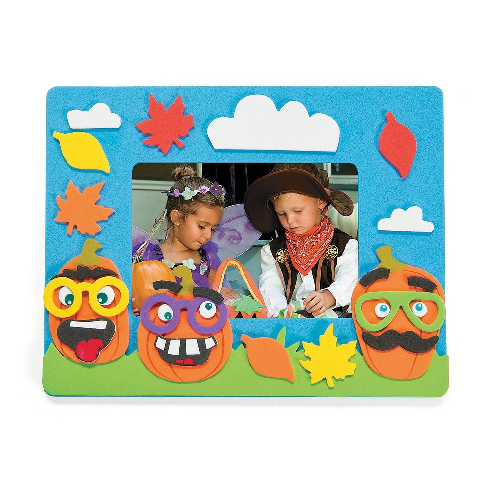 Funny Face Pumpkin Photo Frame Craft Kit - 12 - Crafts for Kids and Fun Home Activities