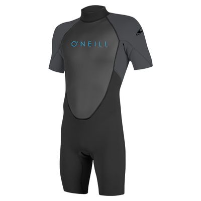O'Neill Youth Reactor-2 2mm Back Zip Short Sleeve Spring Wetsuit, Lightweight Warmth and Flexibility for All Water Activities, Black/Graphite, 16