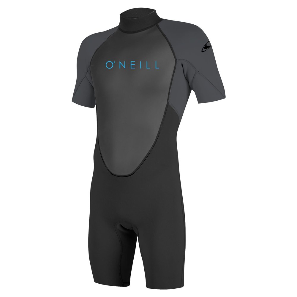 O'Neill Youth Reactor-2 2mm Back Zip Short Sleeve Spring Wetsuit, Lightweight Warmth and Flexibility for All Water Activities, Black/Graphite, 16
